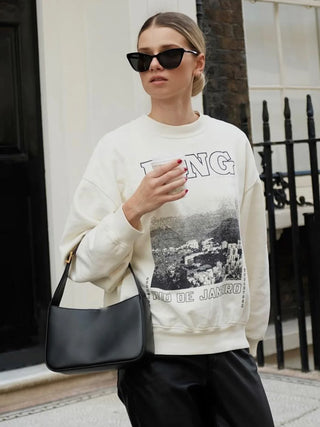 Letter Print Wild Streetwear Rock Sweatshirts - BelleLux