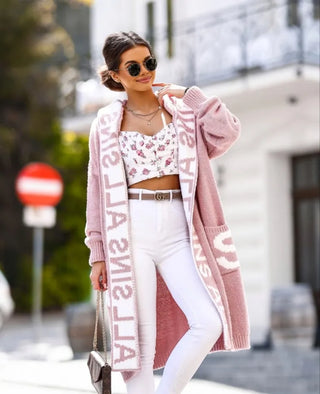 Pink Elegantes Knitwears Cardigans for Women - BelleLux