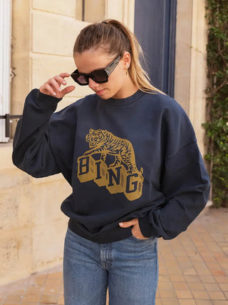 Vintage O Neck Tiger Graphic Washed Loose Sweatshirts - BelleLux