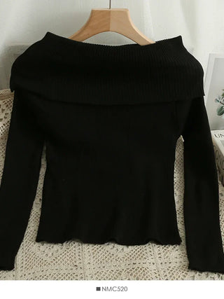 Elegant Loose Slash Neck Sweater